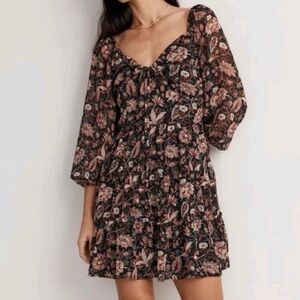 Madewell Amalia Tiered Mini Dress in Pampas Blooms